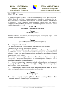PRAVILNIK o postupanju u slučaju prijave korupcije