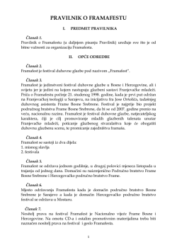 PRAVILNIK O FRAMAFESTU
