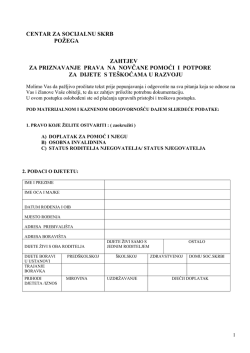 Obrazac: ZOBPP-1 - Centar za socijalnu skrb Požega