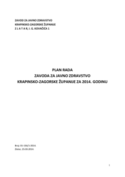 Plan rada 2014. godine - Zavod za javno zdravstvo Krapinsko