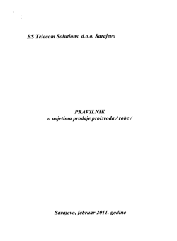 PRAVILNIK o uvjetima prodaje proizvoda / robe