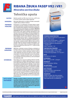 RIBANA ŽBUKA FASEP VR2 i VR1 Tehnička uputa