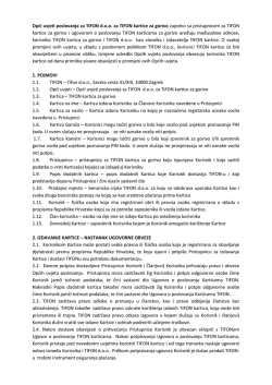 Opći uvjeti poslovanja za TIFON d.o.o. za TIFON kartice za gorivo