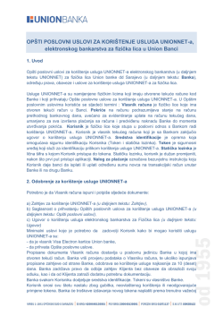 OP&Scaron;TI POSLOVNI USLOVI ZA KORI&Scaron;TENJE USLUGA UNIONNET