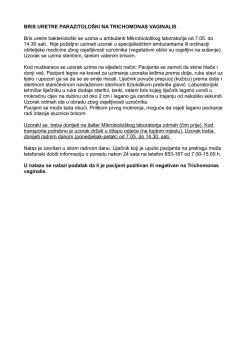 BRIS URETRE PARAZITOLOŠKI NA TRICHOMONAS VAGINALIS