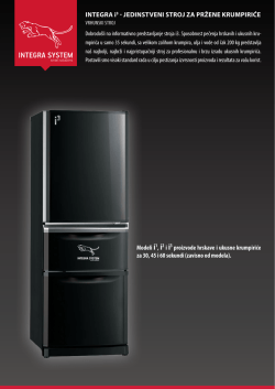 INTEGRA i3 - JEDINSTVENI STROJ ZA PRŽENE
