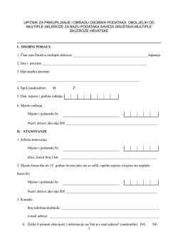 upitnik za prikupljanje i obradu osobnih podataka oboljelih od
