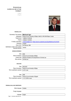 Martinović Igor Address(es) Faculty of Law, University of Rijeka, H