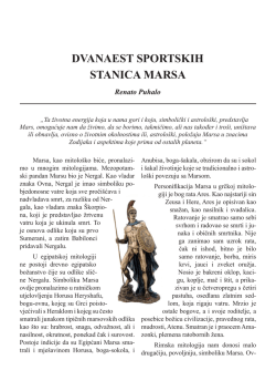 DVANAEST SPORTSKIH STANICA MARSA