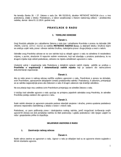 PRAVILNIK O RADU &ndash; Metković Razvoj d.o.o.