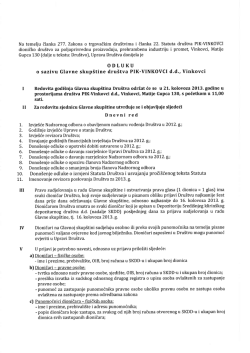 poziv na Glavnu skup&scaron;tinu