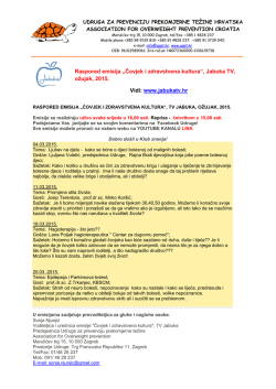Čovjek i zdravstvena kultura, TV Jabuka, ožujak, 2015.