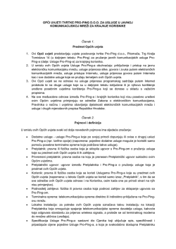 OPĆI UVJETI TVRTKE PRO-PING D.O.O. ZA USLUGE U JAVNOJ