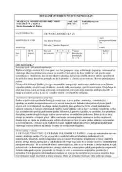 DETALJNI IZVEDBENI NASTAVNI PROGRAM CRTANJE LJUDSKE