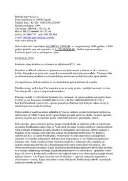 Delalija trgovina d.o.o. Petrovaradinska 5a 10000 Zagreb