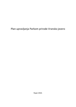 Plan upravljanja Parkom prirode Vransko jezero, 2010.