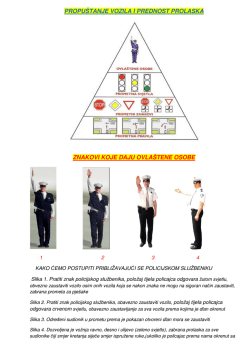 PROPU&Scaron;TANJE VOZILA I PREDNOST PROLASKA ZNAKOVI KOJE