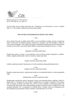 Pravilnik o senzornom ocjenjivanju meda