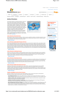 Page 1 Microsoft Hrvatska | Serveri i alati Active Directory sredstvo