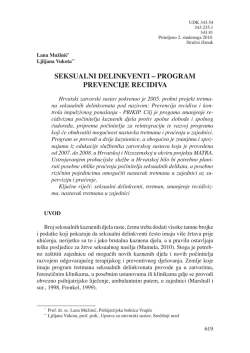 Seksualni delinkventi-program prevencije recidiva