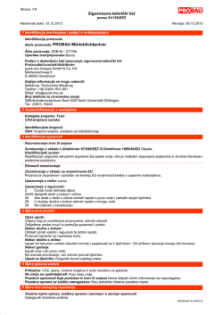 Sigurnosno-tehnički list &middot; Naziv proizvoda: PROBAU M&ouml;rteldichtpulver