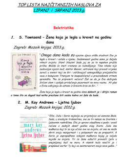 TOP LISTA NAJČITANIJIH NASLOVA ZA LISTOPAD 2012