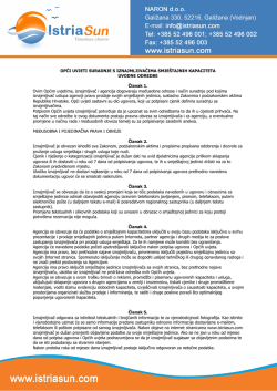 opći uvjeti suradnje s iznajmljivačima smje&scaron;tajnih kapaciteta