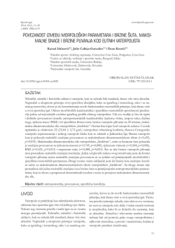 malne snage i brzine plivanja kod elitnih vaterpolista