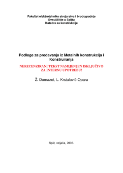 Podloge za predavanja iz Metalnih konstrukcija i Konstruiranja Ž