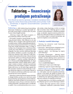 Faktoring – financiranje prodajom potraživanja
