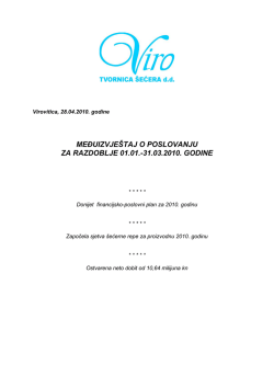 Izvje&scaron;će za prvi kvartal 2010. godine