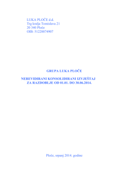 LUKA PLOČE d.d. Trg kralja Tomislava 21 20 340 Ploče OIB