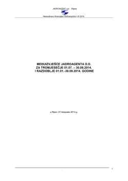 Financijsko izvje&scaron;će I-IX 2014