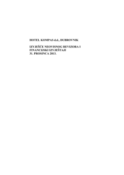 Izvjesce Neovisnog Revizora i Financijski Izvje&scaron;taji 31.12.2013.