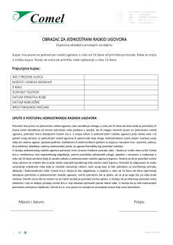 OBRAZAC ZA JEDNOSTRANI RASKID UGOVORA