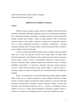 DRU&Scaron;TVENI UZROCI NASILJA - Franjevački institut za kulturu mira