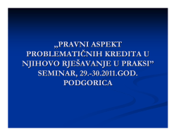 ,,PRAVNI ASPEKT PROBLEMATIČNIH KREDITA U NJIHOVO