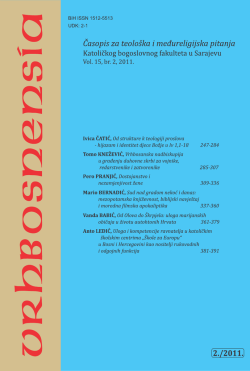 Vrhbosnensia (2011) 2 - KBF - Katolički bogoslovni fakultet, Sarajevo