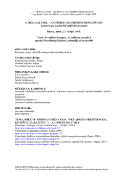 Program - Hrvatsko knjižničarsko dru&scaron;tvo