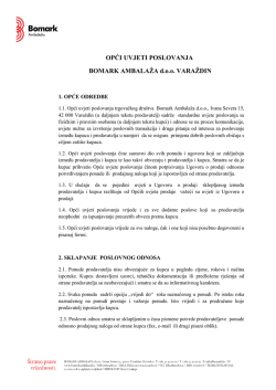 OPĆI UVJETI POSLOVANJA BOMARK AMBALAŽA d.o.o. VARAŽDIN