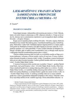 ljekarni&scaron;tvo u franjevačkim samostanima provincije svetih