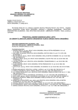 PRAVOVALJANOM ZA IZBOR ČLANICA/ČLANOVA GRA