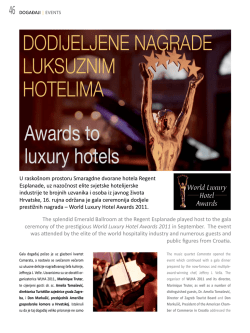 DODIJELJENE NAGRADE LUKSUZNIM HOTELIMA Awards to