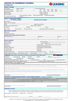 zahtjev za leasing SLBIH - S