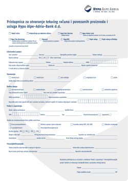 Pristupnica za otvaranje transakcionog racuna