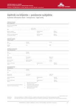 Upitnik za klijente &ndash; poslovne subjekte