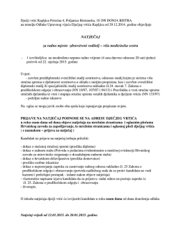 NATJEČAJ za radno mjesto zdravstveni voditelj