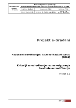 Kriteriji za određivanje razine osiguranja kvalitete autentifikacije