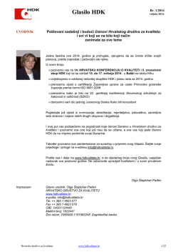 Glasilo HDK br. 1/2014., [PDF] - Hrvatsko dru&scaron;tvo za kvalitetu