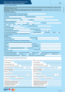 Zahtjev za izdavanje MasterCard Business kartice